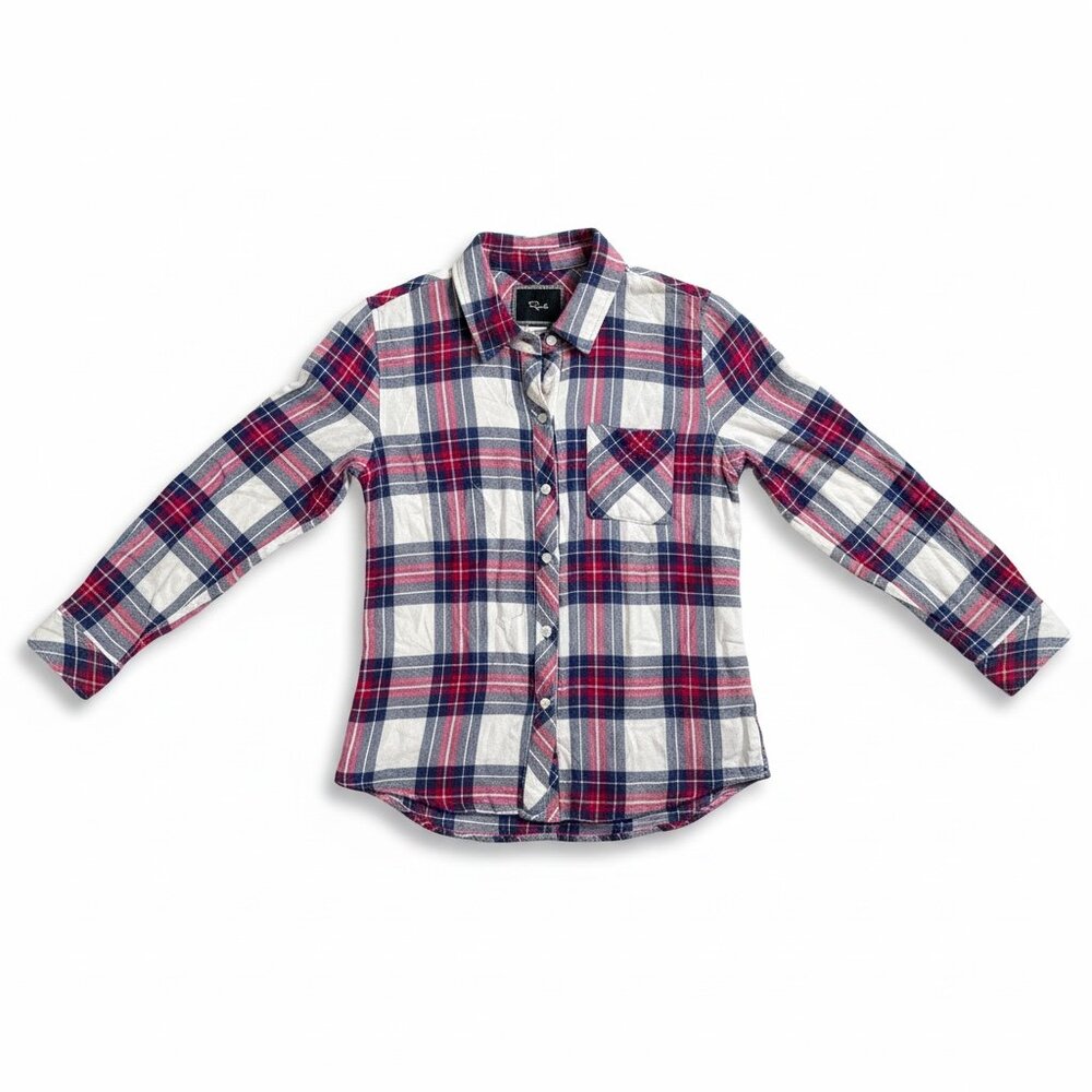 Rails Hunter Plaid Button Down Shirt | Small | Red Navy White | 100% Rayon